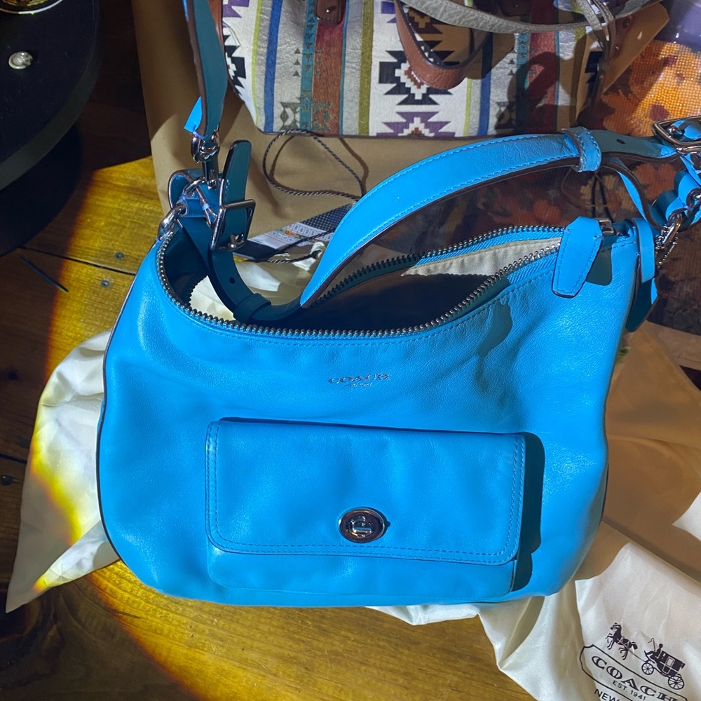Coach Blue Leather Shoulder Bag